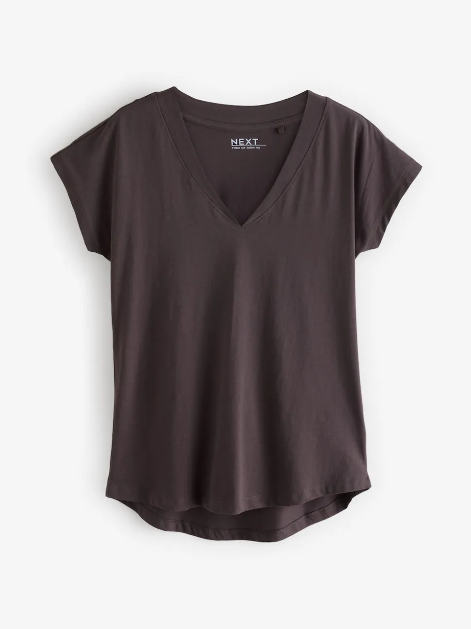 White/Grey/Khaki/Rust/Brown V-Neck Cap Sleeve 100% Cotton T-Shirts 5 Pack