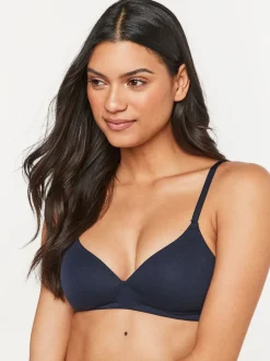 White/Navy Blue/Pink Pad Non Wire Cotton Blend Ultimate Comfort Bras 3 Pack