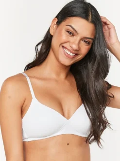 White/Navy Blue/Pink Pad Non Wire Cotton Blend Ultimate Comfort Bras 3 Pack