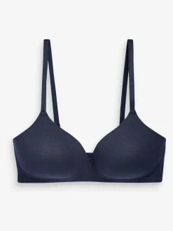 White/Navy Blue/Pink Pad Non Wire Cotton Blend Ultimate Comfort Bras 3 Pack