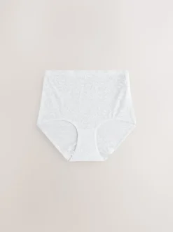 White/Pink/Navy Full Brief Comfort Bonded Lace Knickers 7 Pack
