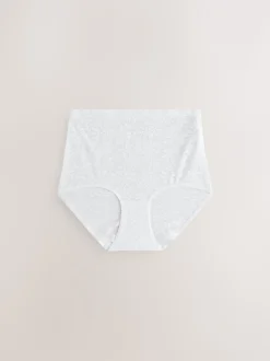 White/Pink/Navy Full Brief Comfort Bonded Lace Knickers 7 Pack