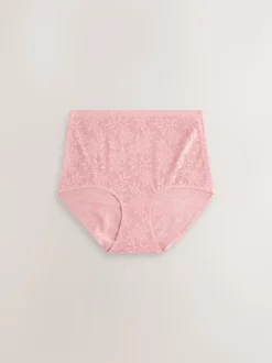 White/Pink/Navy Full Brief Comfort Bonded Lace Knickers 7 Pack