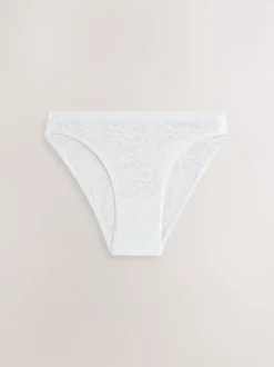 White/Pink/Praline Nude High Leg Comfort Bonded Lace Knickers 7 Pack