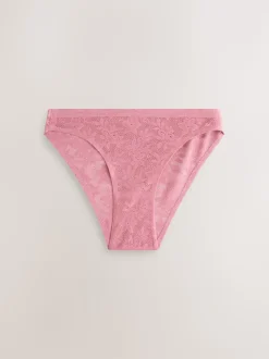 White/Pink/Praline Nude High Leg Comfort Bonded Lace Knickers 7 Pack