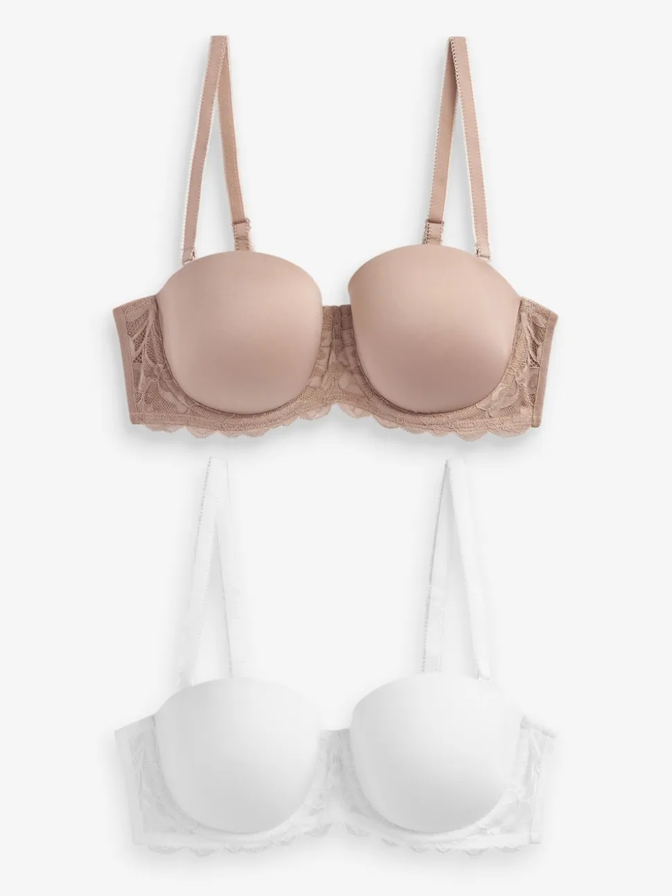 White/Praline Nude A-E Light Pad Strapless Multiway Bras 2 Pack