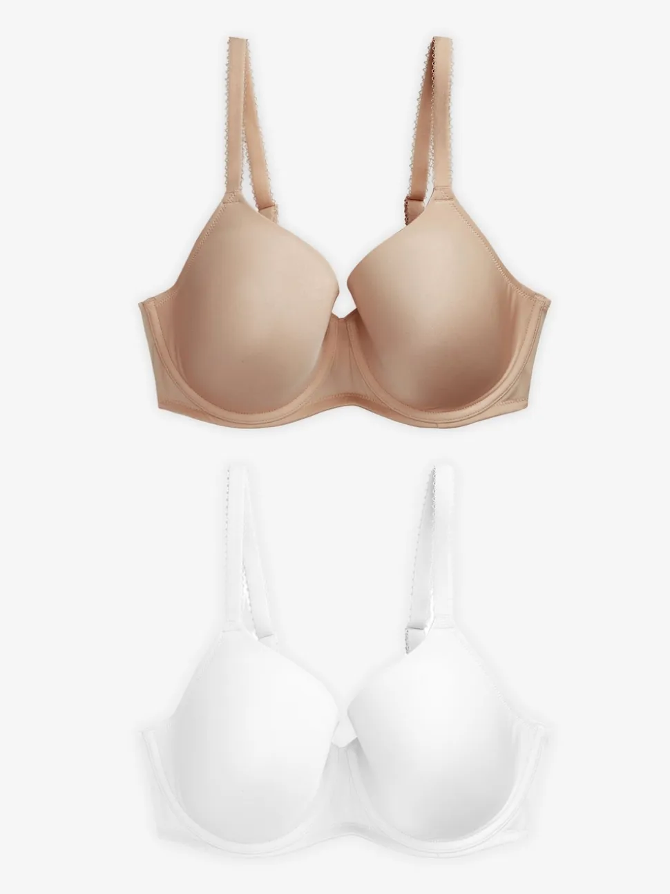 White/Praline Nude DD+ Light Pad Full Cup Smoothing T-Shirt Bras 2 Pack
