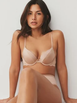 White/Praline Nude Push Up Pad Plunge A-E Smoothing T-Shirt Bras 2 Pack