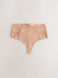 White/Praline Nude Tummy Control Light Shaping High Waist Thongs 2 Pack