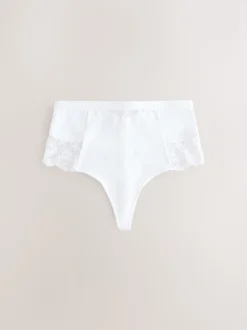 White/Praline Nude Tummy Control Light Shaping High Waist Thongs 2 Pack