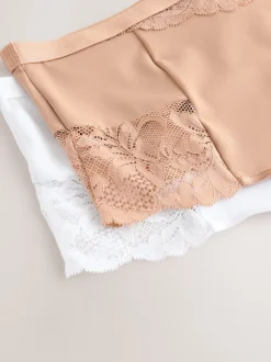White/Praline Nude Tummy Control Light Shaping High Waist Thongs 2 Pack
