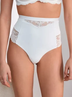 White/Praline Nude Tummy Control Light Shaping High Waist Thongs 2 Pack