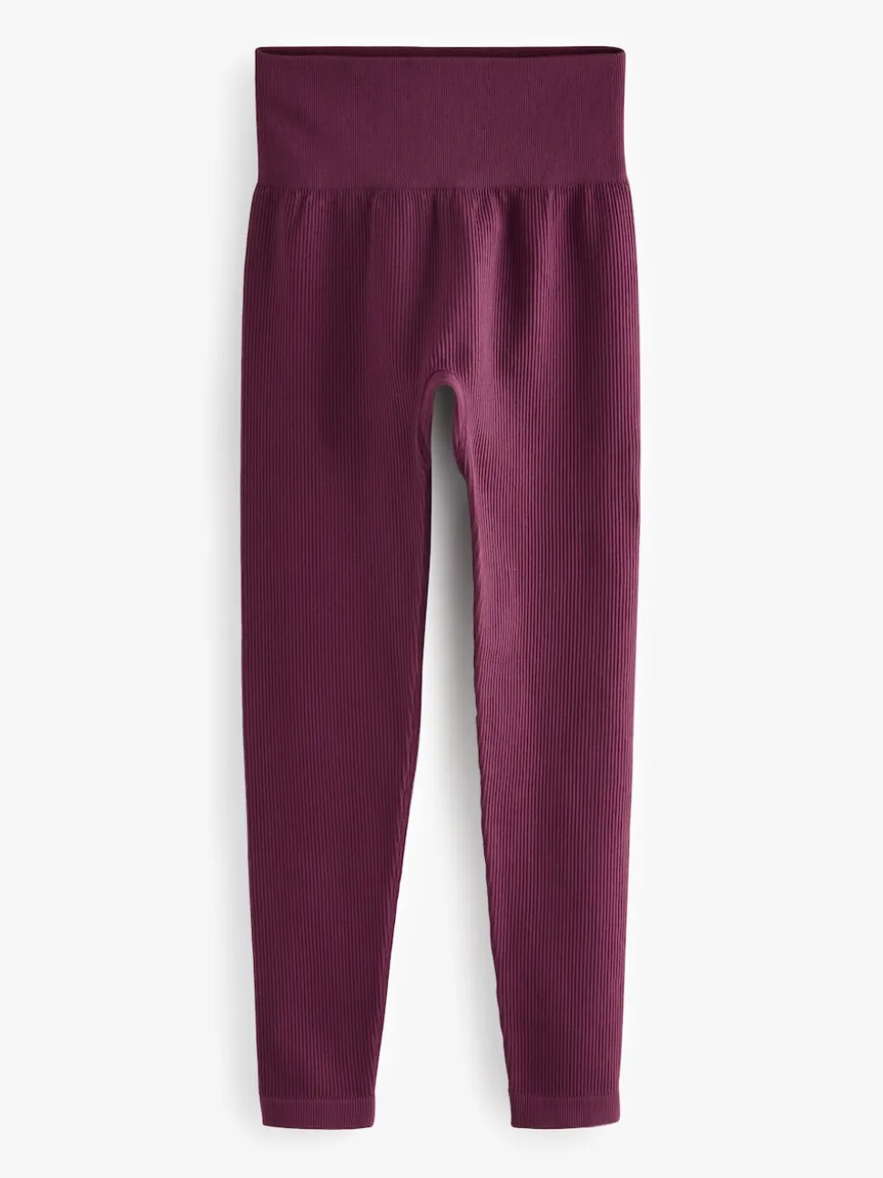 Wine Red Ribbed Seamless High Waist Leggings