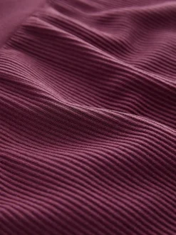 Wine Red Ribbed Seamless High Waist Leggings