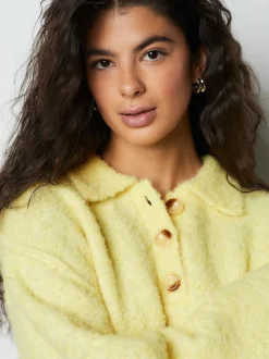 Yellow Boucle Long Sleeve Polo Jumper