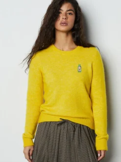 Yellow Hot Sauce Long Sleeve Crew Neck Jumper With Wool