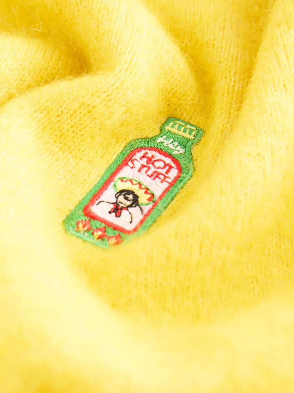 Yellow Hot Sauce Long Sleeve Crew Neck Jumper With Wool
