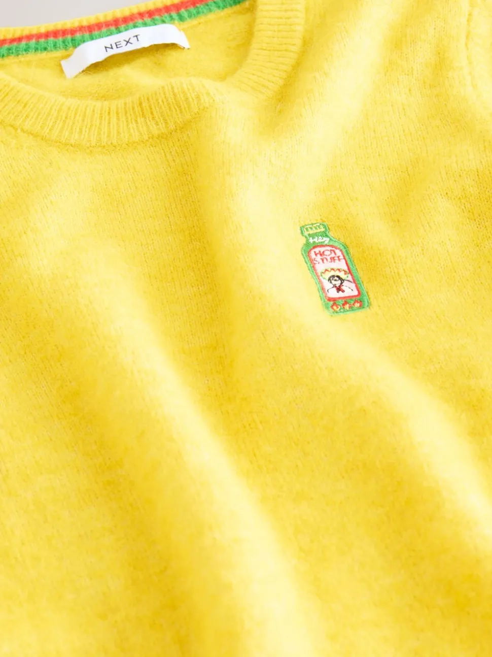 Yellow Hot Sauce Long Sleeve Crew Neck Jumper With Wool