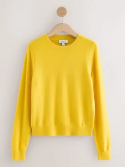Yellow N.Premium 100% Cashmere Crew Neck Jumper
