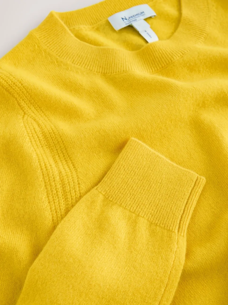 Yellow N.Premium 100% Cashmere Crew Neck Jumper