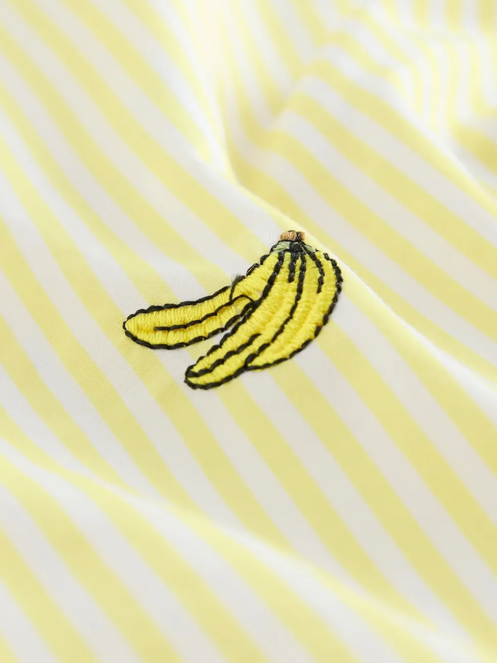 Yellow/White Stripe Banana Embroidered Long Sleeve Shirt