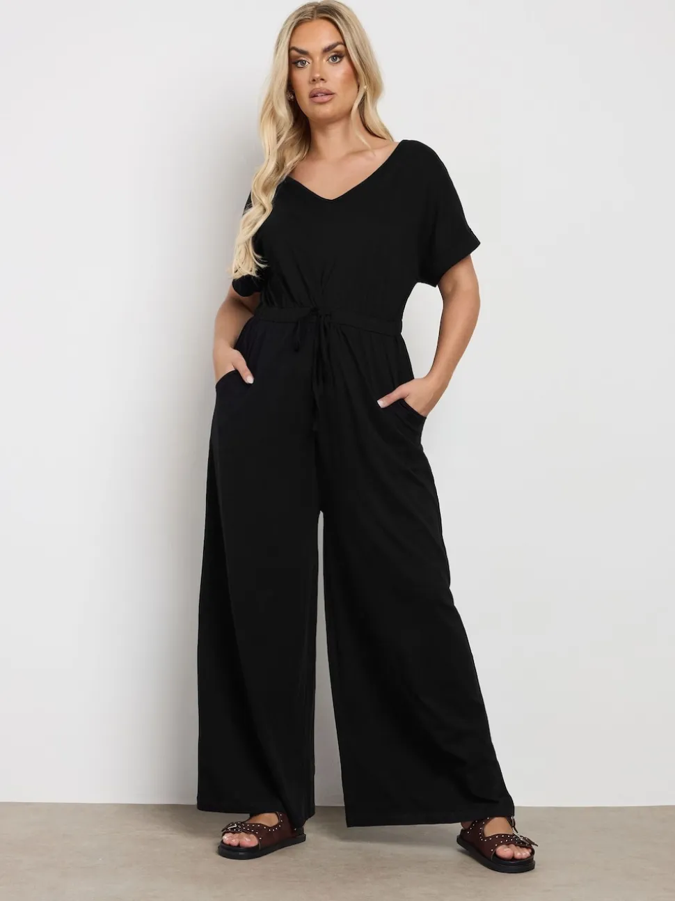 Yours Curve Black 100% Cotton Jumpsuit
