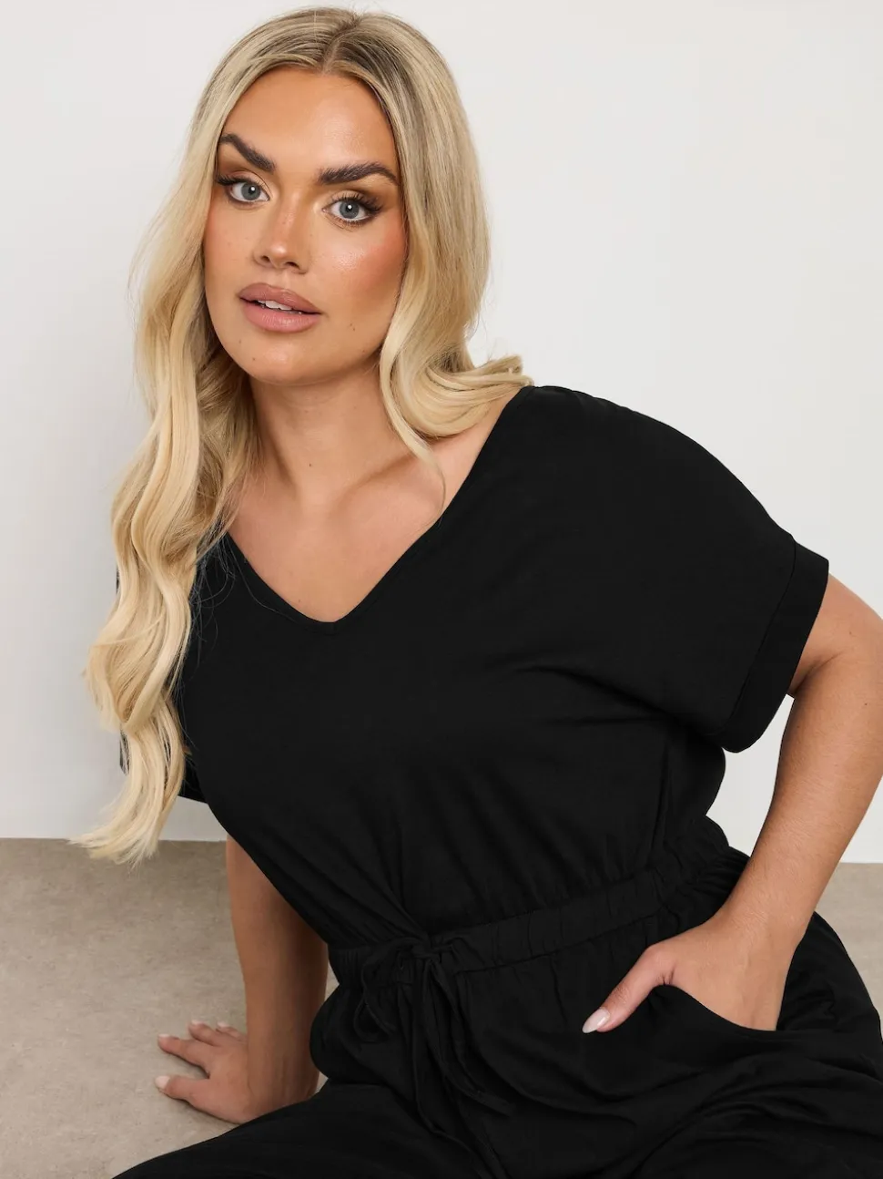 Yours Curve Black 100% Cotton Jumpsuit