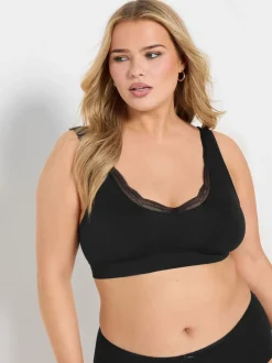Yours Curve Black 2 Pack Lace Trim Seamless Bras