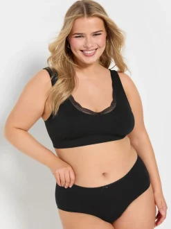 Yours Curve Black 2 Pack Lace Trim Seamless Bras