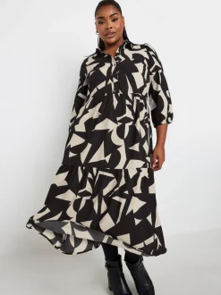 Yours Curve Black 3/4 Sleeve Shirt Dress