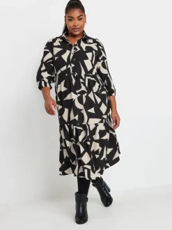 Yours Curve Black 3/4 Sleeve Shirt Dress