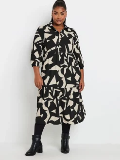 Yours Curve Black 3/4 Sleeve Shirt Dress