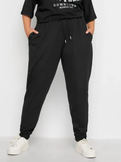 Yours Curve Black Basic Cuffed Joggers