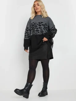 Yours Curve Black Coated Slit Mini Skirt