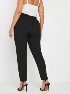 Yours Curve Black Darted Waist Tapered Trousers