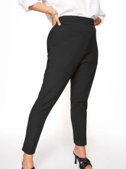 Yours Curve Black Elasticated Tapered Stretch Trousers