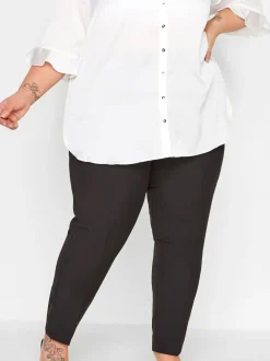 Yours Curve Black Elasticated Tapered Stretch Trousers