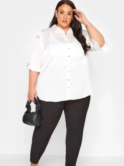 Yours Curve Black Elasticated Tapered Stretch Trousers