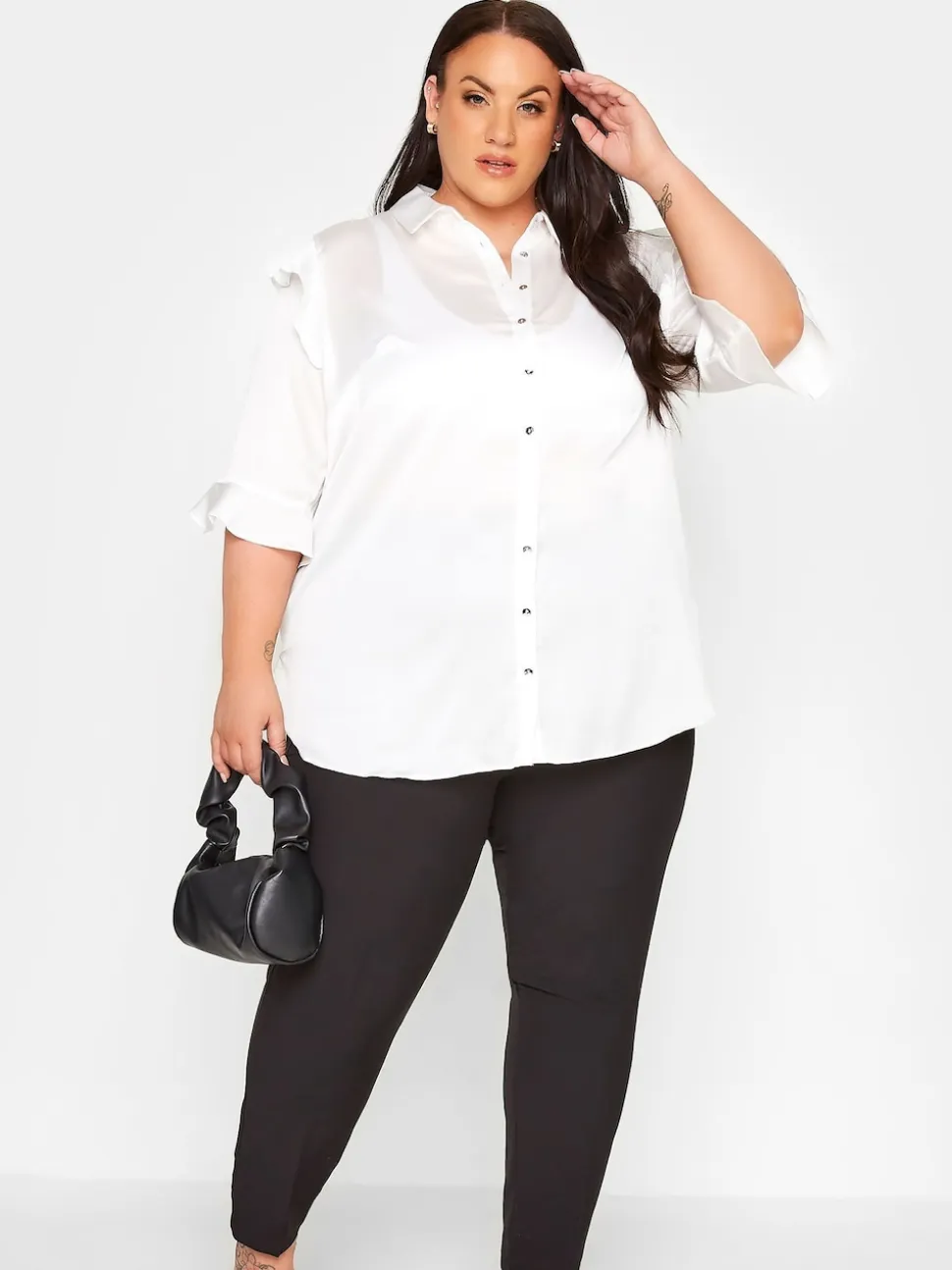 Yours Curve Black Elasticated Tapered Stretch Trousers