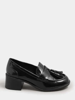 Yours Curve Black Extra Wide Fit Extra Wide Fit Heeled Tassel Loafers