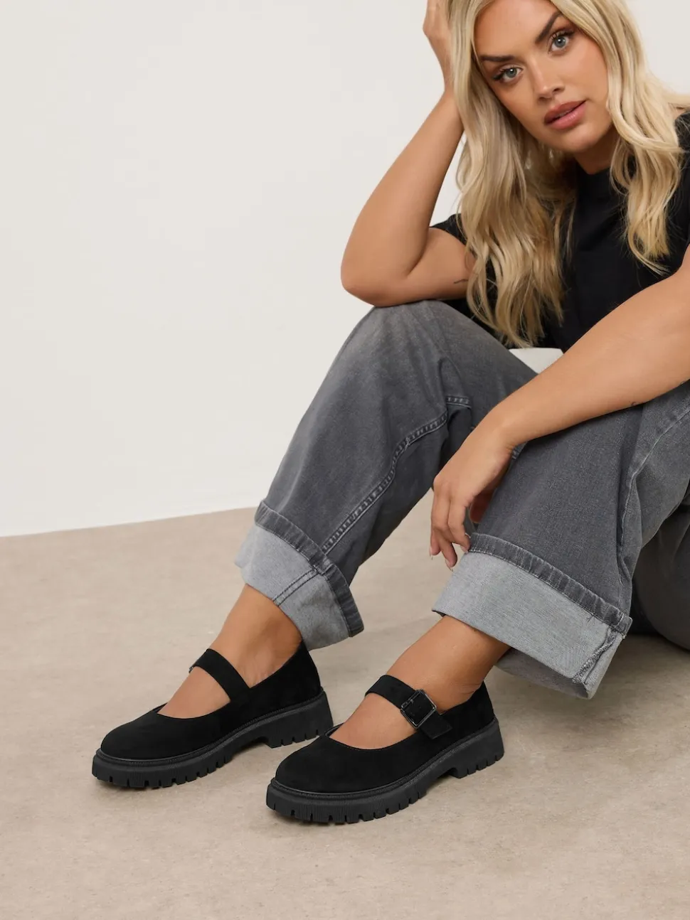 Yours Curve Black Extra Wide Fit Wide Fit Chunky Mary Jane Shoes