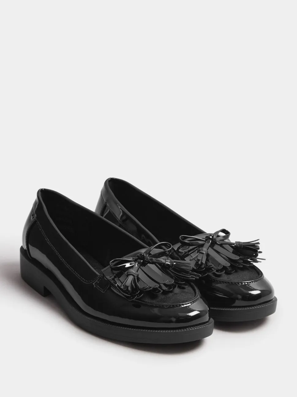 Yours Curve Black Extra Wide Fit Extra Wide Fit Tassel Patent Loafers