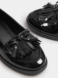 Yours Curve Black Extra Wide Fit Extra Wide Fit Tassel Patent Loafers