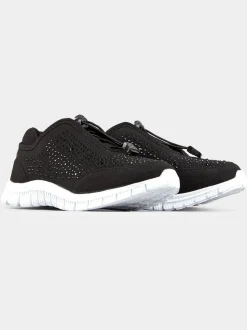 Yours Curve Black Extra Wide Fit Titania Gem Trainers
