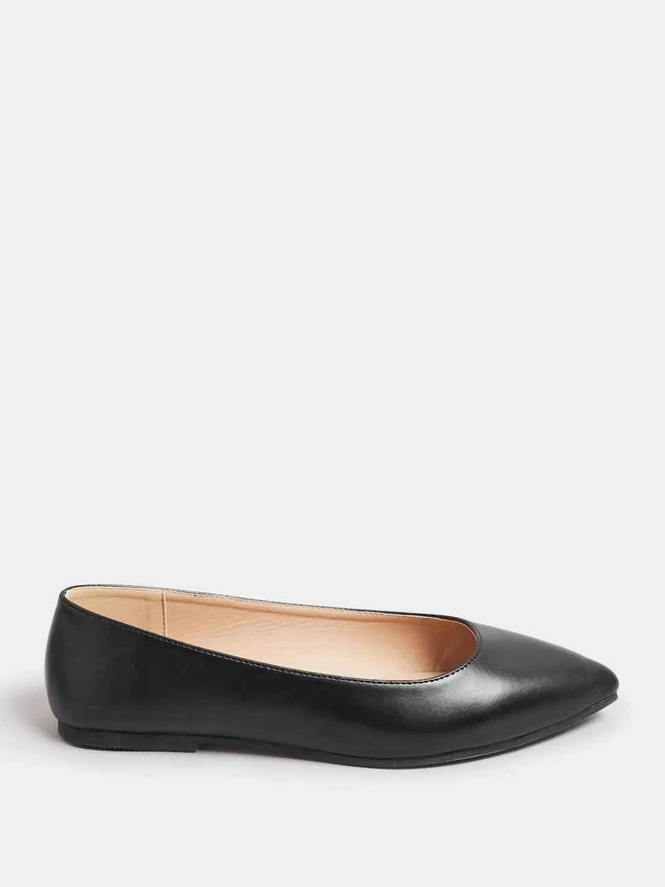 Yours Curve Black Extra Wide Fit Flat Point PU Shoes