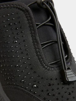 Yours Curve Black Extra Wide Fit Titania Gem Trainers