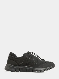 Yours Curve Black Extra Wide Fit Titania Gem Trainers