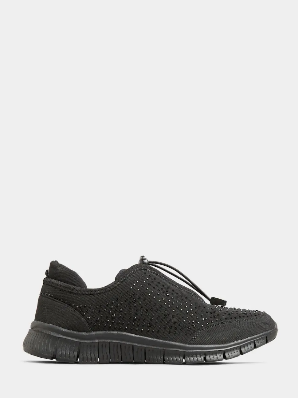 Yours Curve Black Extra Wide Fit Titania Gem Trainers