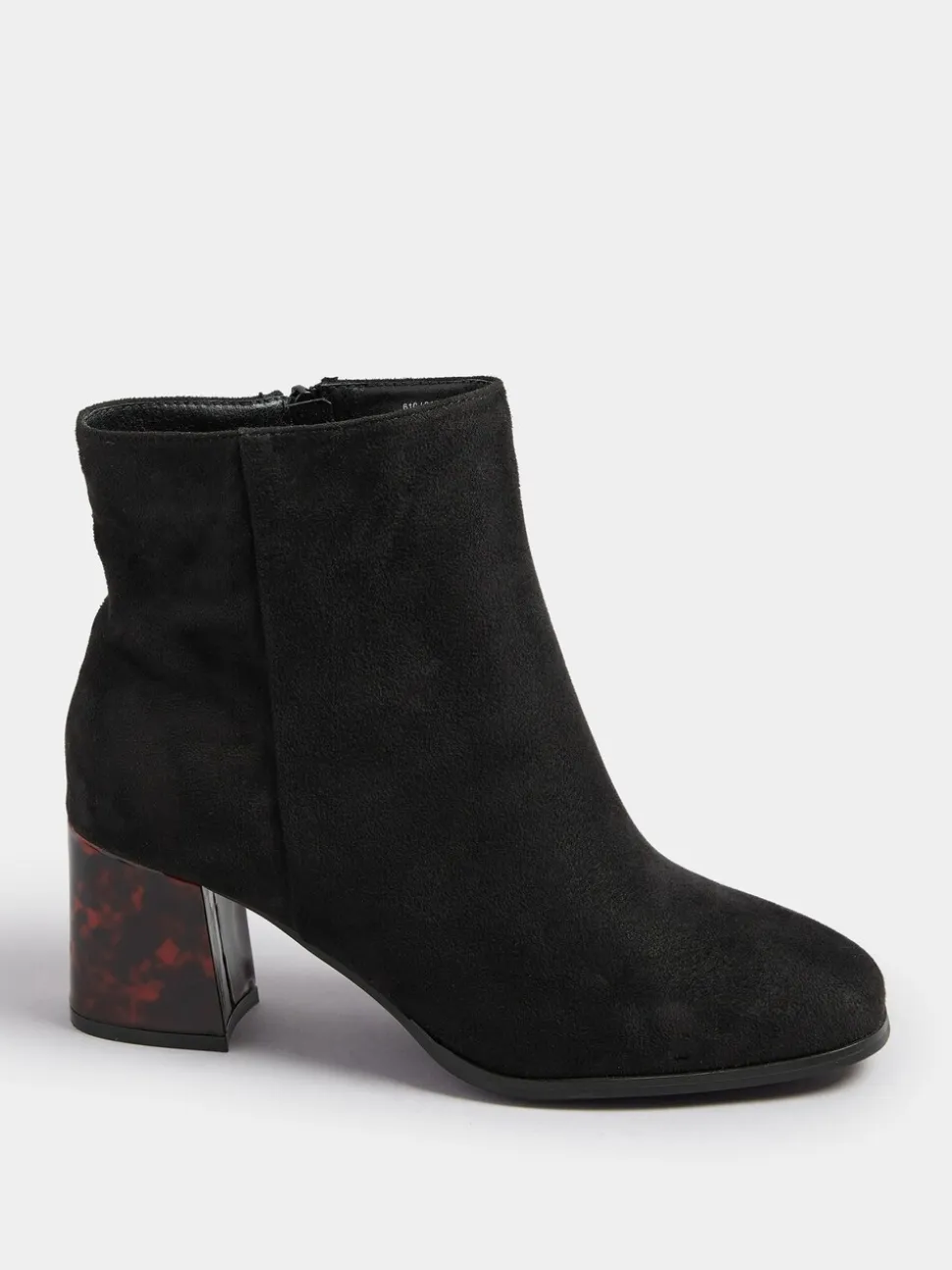 Yours Curve Black Extra-Wide Fit Tortoise Shell Block Heel Boots