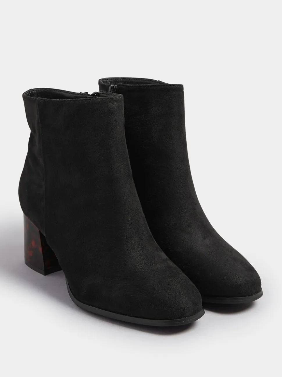 Yours Curve Black Extra-Wide Fit Tortoise Shell Block Heel Boots